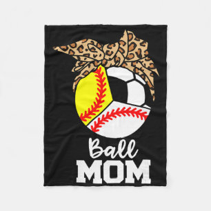 Ll Mom Funny Sell Softll Soccer Leopard Mom Fleece Blanket