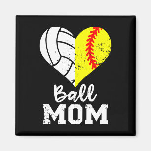 Ll Mom Heart Funny Softll Volleyll Mom  Magnet