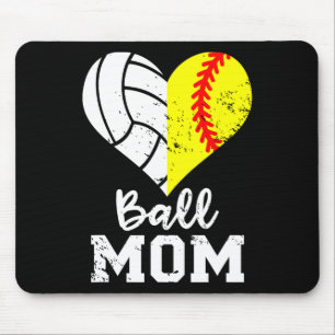 Ll Mom Heart Funny Softll Volleyll Mom Mouse Mat