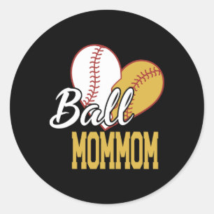 Ll Mommom Heart Sell Softll Sports Team Classic Round Sticker