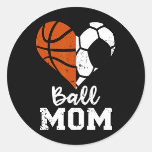 Ll Mum Heart Funny Soccer Sketll Mum Classic Round Sticker