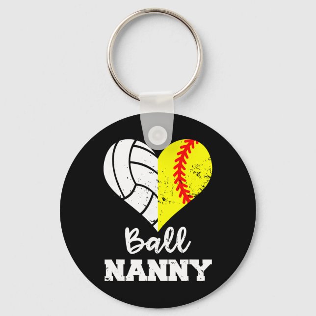 Ll Nanny Heart Funny Softll Volleyll Nanny  Key Ring (Front)