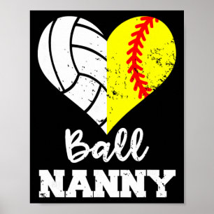 Ll Nanny Heart Funny Softll Volleyll Nanny  Poster