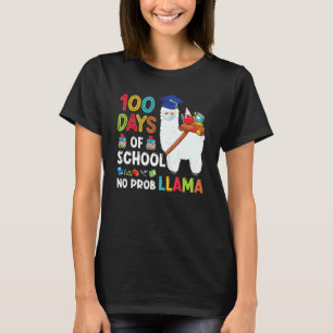 Llama 100 Days Of School No Probllama Teacher Stud T-Shirt