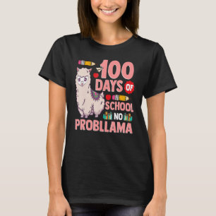 Llama 100 Days Of School No Probllama Teacher Stud T-Shirt