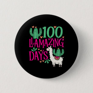 Llama 100 Llamazing Days Of School - Cute Girls An 6 Cm Round Badge