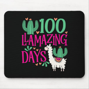 Llama 100 Llamazing Days Of School - Cute Girls An Mouse Mat