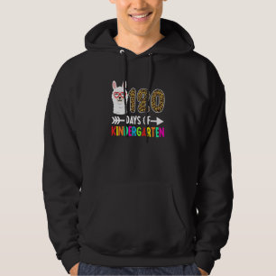 Llama 120 Days Of Kindergarten 120th Day Of School Hoodie