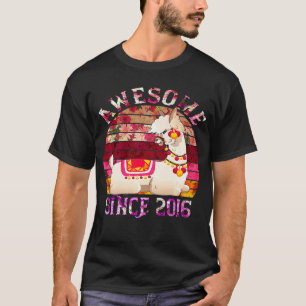 Llama 5 Years Old 5th Birthday Awesome Since 2016 T-Shirt