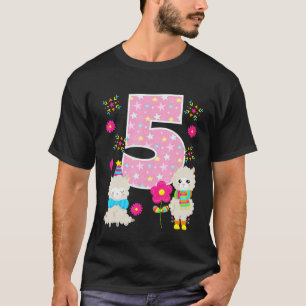 Llama 5th Birthday 5 Year Old Cute Llama Party Tod T-Shirt