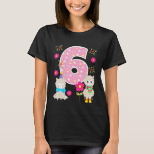 Llama 6th Birthday 6 Year Old Cute Llama Party Tod T-Shirt