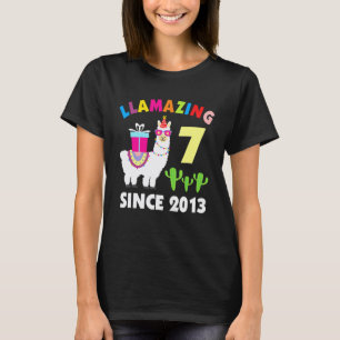 Llama 7 Years Old Birthday Llama Boys Girls Kids T-Shirt