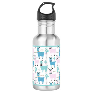 Llama Alapaca Animal Blue Pink Animals 532 Ml Water Bottle