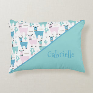 Llama Alapaca Animal Pattern Two Tone Name Decorative Cushion