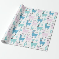 Llama Alapaca Blue Pink Baby Shower Birthday