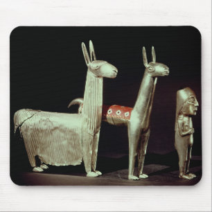 Llama, alpaca and woman mouse mat