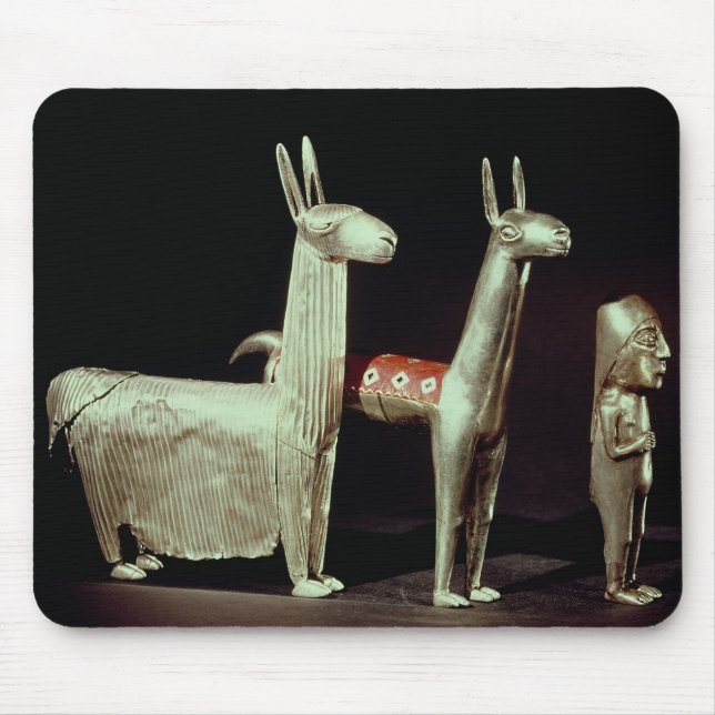 Llama, alpaca and woman mouse mat (Front)