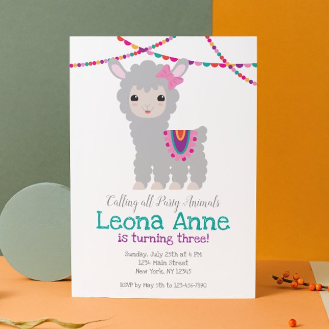 Llama Alpaca Birthday Invitation (Creator Uploaded)