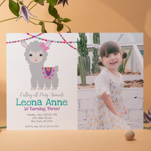 Llama Alpaca Birthday Invitation with picture (Creator Uploaded)