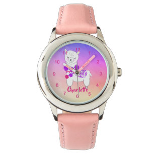Llama Alpaca Cute Girls  Personalised Watch