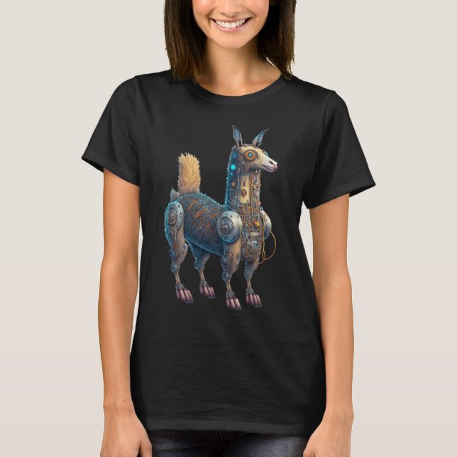 Llama Alpaca Cyborg Suit Technology Science Fictio T-Shirt (Front)