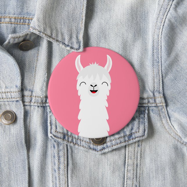 Llama alpaca face 10 cm round badge (In Situ)