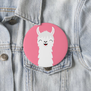 Llama alpaca face 10 cm round badge