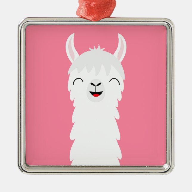 Llama alpaca face metal tree decoration (Front)