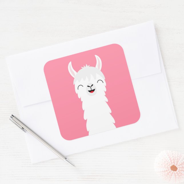Llama alpaca face square sticker (Envelope)