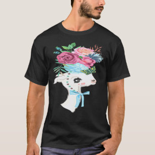 Llama Alpaca Flower Crown Cute Novelty T-Shirt