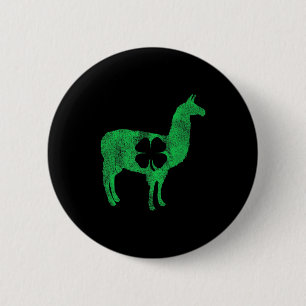 Llama Alpaca Gift St Patricks Day Shamrock Clove T 6 Cm Round Badge