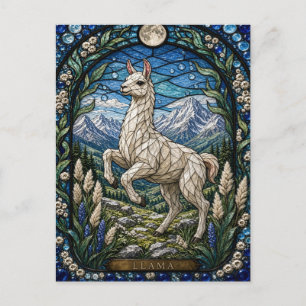 Llama / Alpaca High Plateau Illumina Stained Glass Postcard