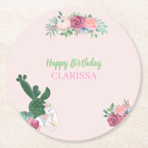 LLAMA-alpaca PARTY "HAPPY BIRTHDAY + NAME" floral