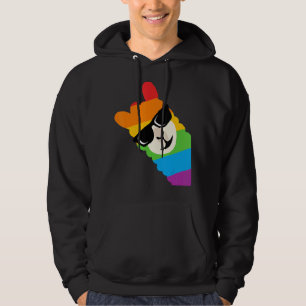 Llama Alpaca Rainbow Sunglasses Lgbt Pride Gay Les Hoodie