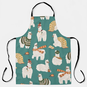 Llama Alpaca Sweater Seamless Pattern. Apron