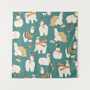Llama Alpaca Sweater Seamless Pattern. Tapestry