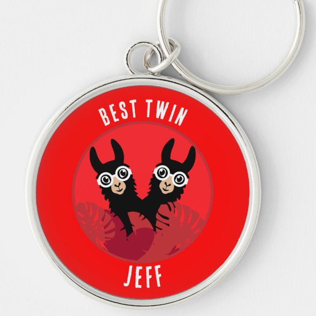 Llama Alpaca Twin Boys Key Ring (Front)
