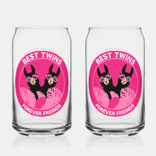 Llama Alpaca Twin Girl Can Glass