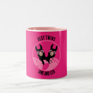 Llama Alpaca Twin Girl Two-Tone Coffee Mug