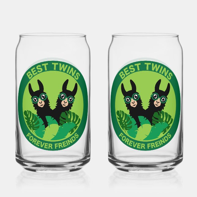 Llama Alpaca Twins Can Glass (Front)
