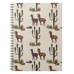 Llama alpaca wildlife, watercolor pattern. notebook