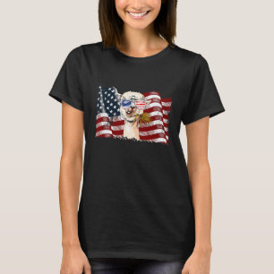 Llama American Flag 4th Of July For Men Women Kids T-Shirt