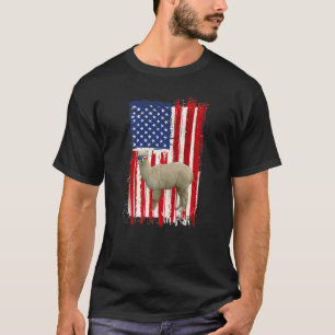 Llama American Flag Patriotic Pet 4th Of July T-Shirt