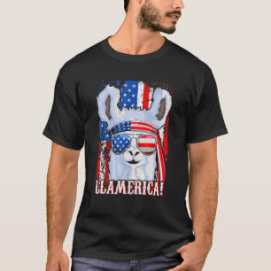 Llama American Flag Women Girl 4th Of July Llamer T-Shirt