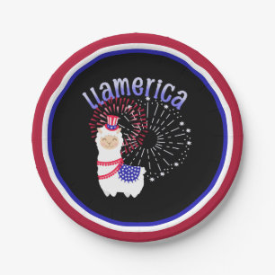 Llama American July 4th Paper Plate
