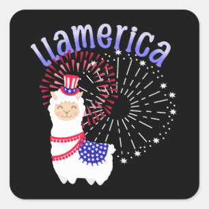 Llama American July 4th Square Sticker