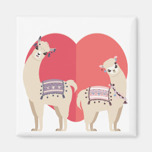 Llama and Alpaca with love Magnet