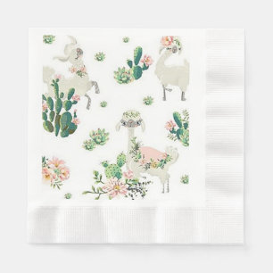 Llama and Cactus Coined Luncheon Paper Napkins