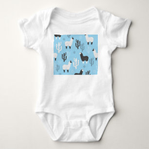 Llama and cactus, cute pattern. baby bodysuit