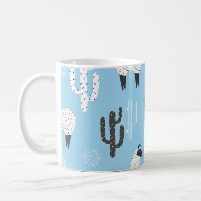 Llama and cactus, cute pattern. coffee mug (Left)